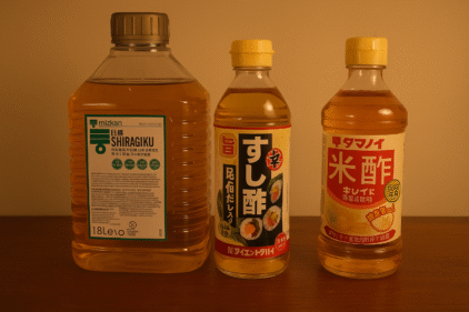 Botellas de vinagre de arroz japonés: Shiragiku Mizkan, vinagre para sushi tamanoi y vinagre de arroz Tamanoi