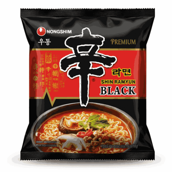 Nongshim Shin Ramyun Black 130g ramen instantáneo premium coreano – vista frontal del paquete