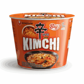 Ramen Kimchi Nongshim 112g – vista frontal del envase tipo bol